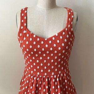Maison Jules Orange and White Polka Dot Dress XS